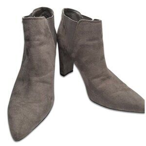 Marc Fisher Pointed Toe Ankle Boot Faux Suede Kalita Taupe Women's Size 7.5 M